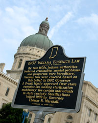 Indiana marker for Eugenics Law